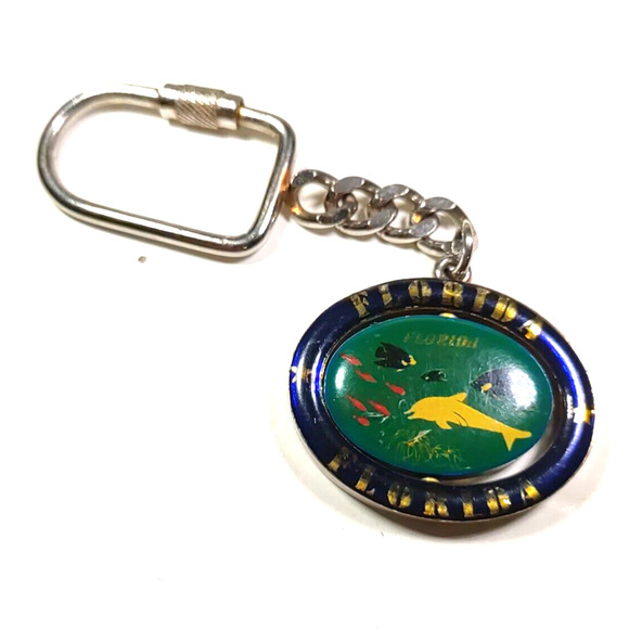 Florida Spinner Keychain Sail Boats Dolphins Ocean - Picture 2 of 7